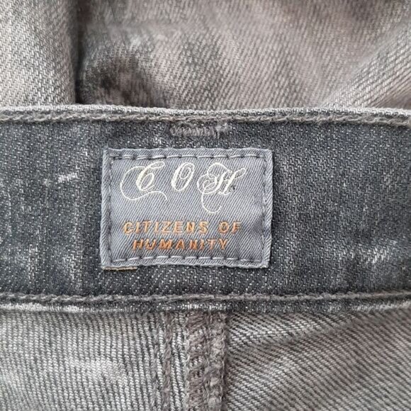 COH | Avedon Low-Rise Skinny Leg Jeans Acid Tie-Dye Distressed Gray Black Sz 24 - Picture 8 of 11